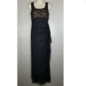 ALEX EVENINGS Sleeveless Full Length Empire Waist Lace Bodice Formal Dress Black
